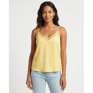 Babaton Yellow Soft Lightweight Lace Mesh Detail TankTop Size XS